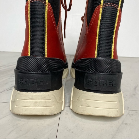 Sorel Brex Red Leather Lace Up Chunky Sole Boot 7 1/2 - Picture 4 of 15